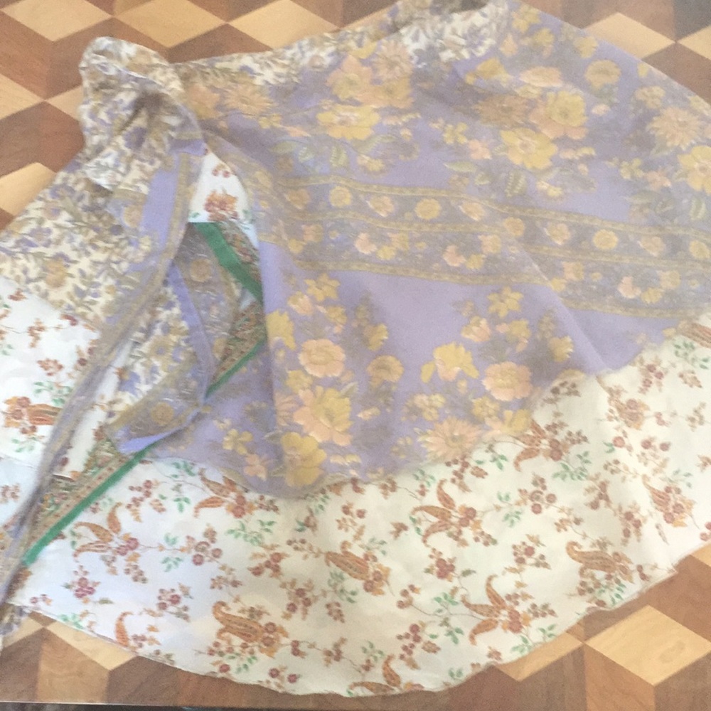 Reversible silk wrap skirt